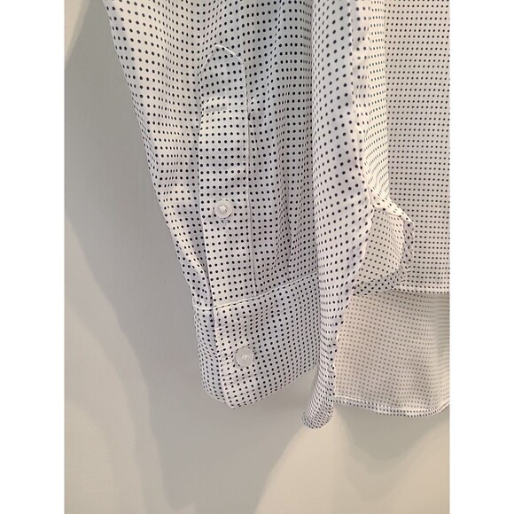 EXPRESS The City Shirt Button Down w Roll Tab Sleeves Polka Dots Womens M White - Picture 6 of 9